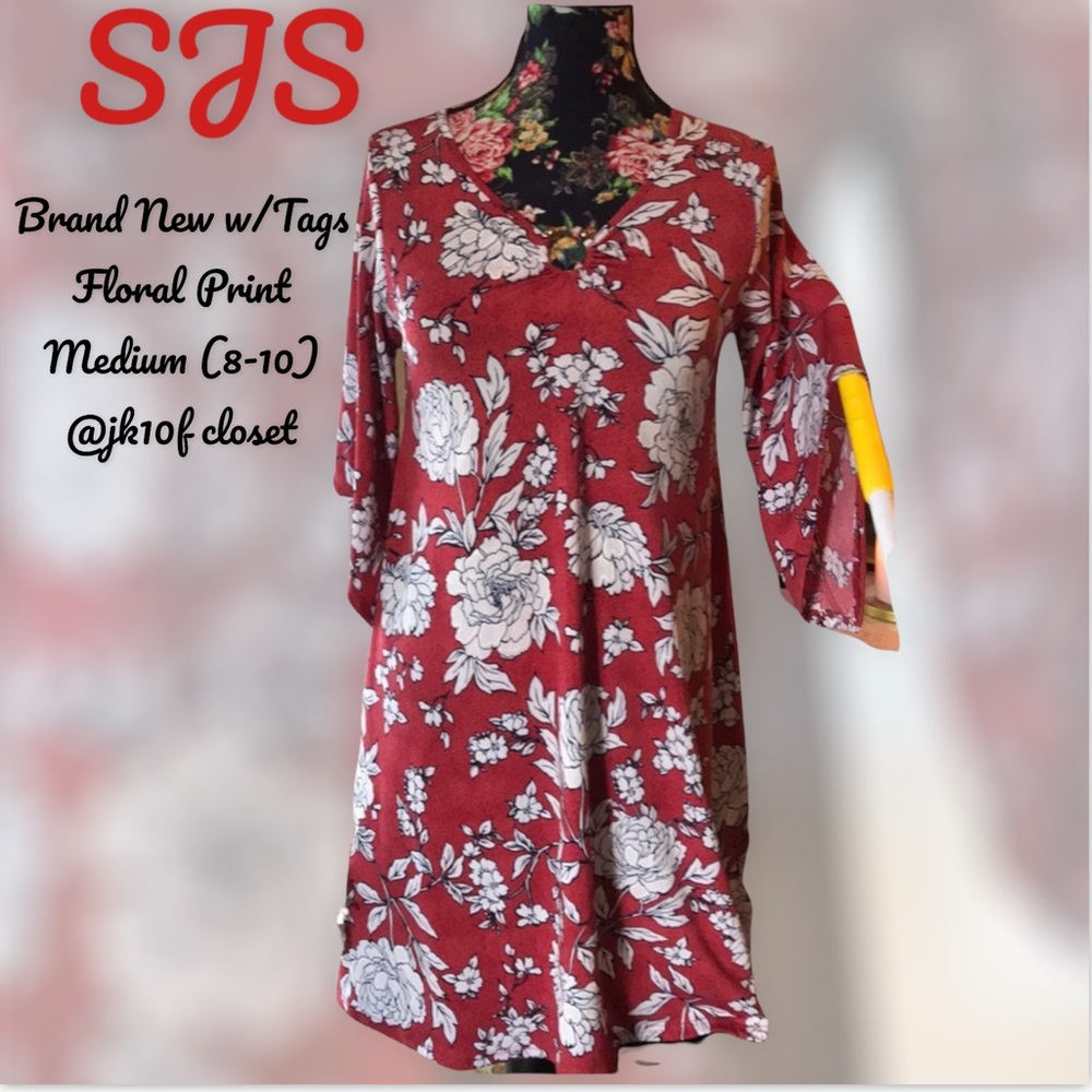 LOWEST🌺 NWT SJS MED(8-10) WHITE FLORALS MINI DRESS